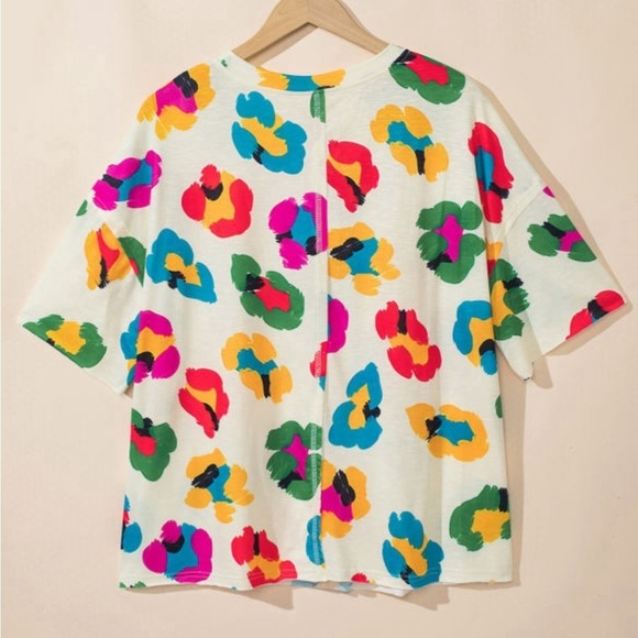 Leopard Drop Shoulder Oversized Tee - Picture 2 of 3